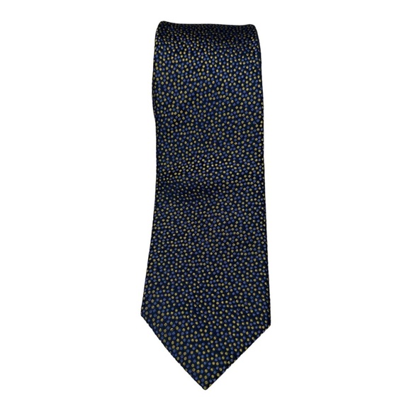 CHARLES TYRWHITT LONDON ROYAL SETA SILK NAVY MICRO DOT NECK TIE - Picture 2 of 9